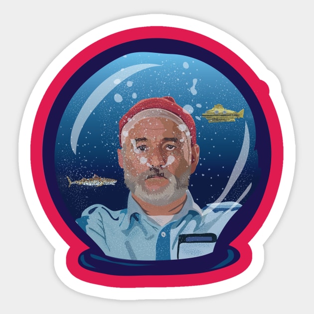 Steve Zissou Snow GLobe Sticker by nicholashugginsdesign